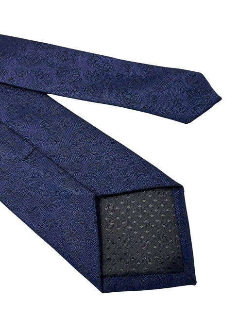 dark navy blue tie with subtle paisley design